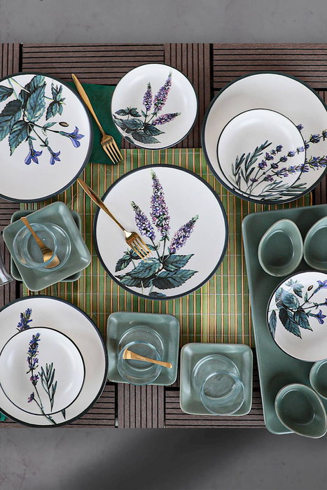 Hermia Set de desayuno de 21 piezas en gres cerámico Hermia Set de desayuno de 21 piezas en gres cerámico